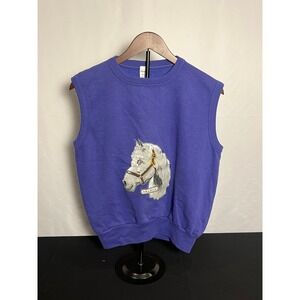 Vintage Maverick Purple Arabian Horse Sleeveless Sweatshirt Vest Womens Medium
